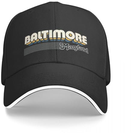 CIZIEOE Baseballmütze Basecap Baltimore, Maryland Retro Streifen Baseball Kappe Strand Ausflug Rave Herren Tennis Frauen
