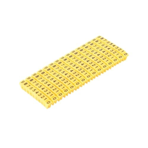 Cable Labels 100/150 Pcs Cable Markers Colourful C-Type Marker Number Tag Label for 2-10mm Wire Marker Tag Label Network Cable Cable Markers(Yellow-M-3(6.0mm))