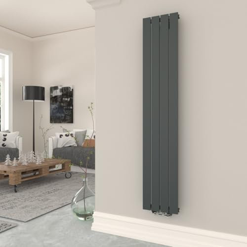 T&K Heizkörper Flach 1800x308mm Anthrazit Einlagig Design Heizkörper, Vertikal Moderne Paneelheizkörper Badheizkörper Für Mittelanschluss Heizung