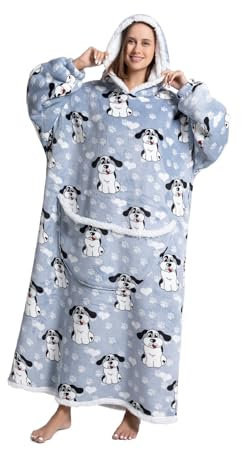 Kawoja Extra Long Oversized Blanket Hoodie,Wearable Blanket with Sleeves and Giant Pockets,Super Warm and Cozy Fleece Throw Sweatshirt for Women Men