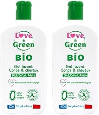 Love & Green tb4007 Gel Lavant cuerpo/cabello Bio 0% 500 ml (Paquete de 2)