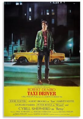 ZBSXLBNG Taxi Driver Movie Poster Dekorative Malerei Leinwand Wandkunst Wohnzimmer Poster Schlafzimmer Malerei 08x12inch(20x30cm)