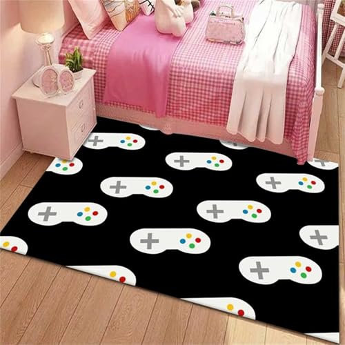 AU-OZNER Teppich Wohnzimmer Schwarzer Teppich, großer, lichtbeständiger Teppichboden für das Schlafzimmerbüro Teppich,Schwarz,60x90cm