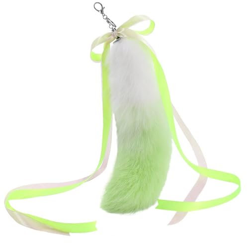 YiQinzcxg Porte-clés en forme de queue longue avec ruban en peluche - Pendentif en forme de queue d'animal - Porte-monnaie - Pendentif de sac - Porte-clés - Décoration, d