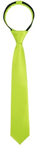 Alizeal Corbata ajustada con cremallera de 6 cm para niños, color liso, lime green, Talla única