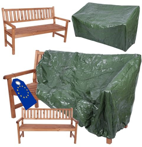 MODO24 Gartenbank aus Holz, Schutzhülle aus PVC, Parkbank, Gartenmöbel, Sitzbank, Bank Friesenbank, Holzbank, 3-Sitzer, In- & Outdoor, FSC-Holz, Abmessungen 90x154x70 cm, Farbe: Braun