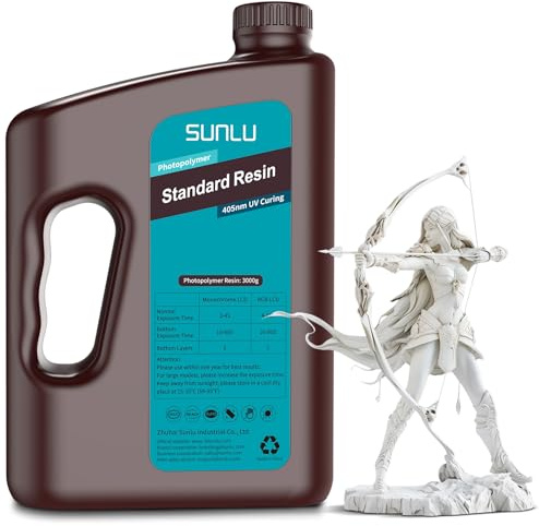 SUNLU 3KG Standard Resin White, 3D Printer Resin 405nm UV Curing Standard Photopolymer Rapid Resin for LCD/DLP/SLA Resin 3D Printer, High Precision, Low Shrinkage, White 3000g