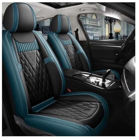 Auto-Schonbezüge Komplettes Set Ledersitzbezüge Für Peugeot 206 307 Sw 308 407 408 508 Sw 208 2008 3008 4008 5008 RCZ Zubehör Innenraum Auto Sitzbezüge(Schwarz Blau)