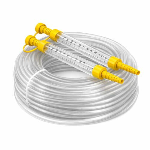 TAMS Schlauchwaage mit schlauch Schlauchwasserwaage 15m 20m 25m Wasserwaage Nivelliergerät 10mm Schlauchdurchmesser (20 M)