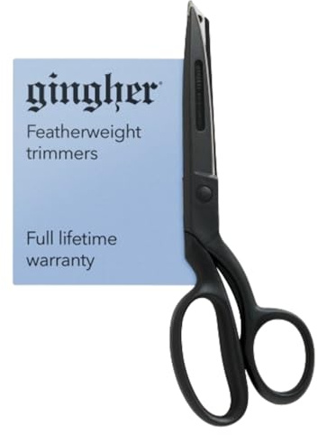 Gingher Featherweight Bent Handle Scissors - 8 Stainless Steel Shears - Sharp Fabric Scissors - Black