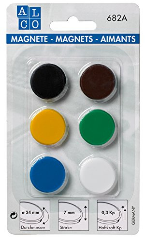ALCO-Albert 682A26 - Magnete Ø24mm, 6 Stück, rund, gemischt