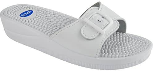 Scholl New Massage, Sandali Donna, Bianco, 37 EU