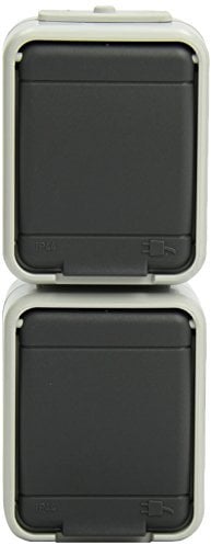 Elso ELG455419 Steckdose 2-Fach für senkrecht Schraubklemmen ATO, licht-basaltgrau