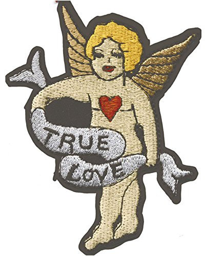 AUFNÄHER - Engel mit Banner - 04602 - Gr. ca. 9 x 7,5 cm - Patches Stick Applikation