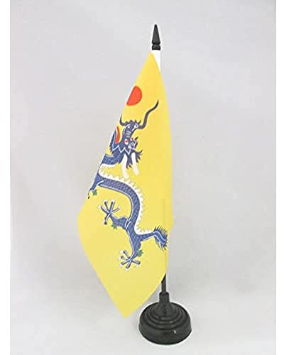 AZ FLAG - Tischflagge China Qing-Dynastie 1889-1912 - 21x14 cm - Mandschu-Dynastie Tischfahne 14 x 21 Cm - Flaggen