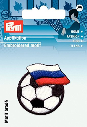 Prym Fußball mit Russland Flagge Bügelbild Aufnäher Motiv Mischgewebe, Polyester, Schwarz/Weiß