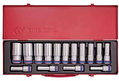 KING TONY 4315MR Coffret de Douilles Longues Métrique, Set de 15, 1/2