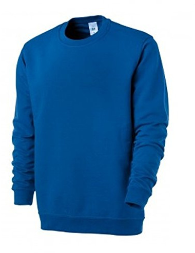 BP 1623-193-13-L Unisex-Sweatshirt, Lange Ärmel, Rundhalsausschnitt, Strickbündchen an Ärmeln und Saum, 320,00 g/m² Verstärkte Baumwolle, Königsblau, L