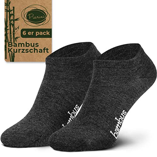 Piarini 6 Paar Bambus Socken Sneaker Socken Herren dünne atmungsaktive diabetiker Füßlinge Gr. 43 44 45 46 anthrazit