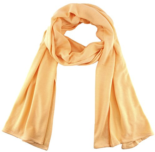 TigerTie - Schal in lachs hellorange einfarbig Uni - Größe 180 x 30 cm - 100% Viscose