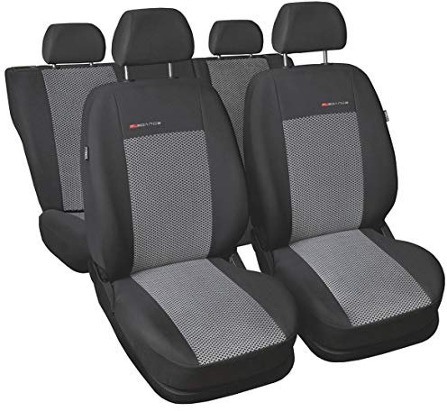 Carpendo® Sitzbezüge Auto in Premium Design - Autositzbezüge Set - Schonbezüge für Autositze - Vordersitze & Rückbank - Dunkelgrau-Grau - Seitenairbag geeignet - TÜV zerifiziert - Elegance P2