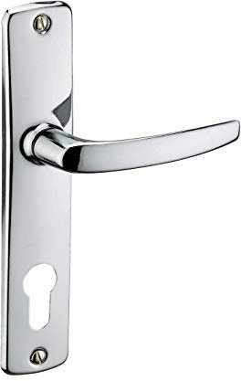 THIRARD - Ensemble de Poignées pour Porte d'Entrée Abbeville - Trou de Cylindre - Acier Embouti - Usage Porte d'Entrée - Entr'Axes 165 mm - Carré 7 mm - Finition Chromé - Gris