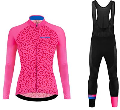 UGLY FROG Damen Winter Fleece Radtrikot Set Fahrrad Trikot Langarm + Radlerhose Thermo Winddicht
