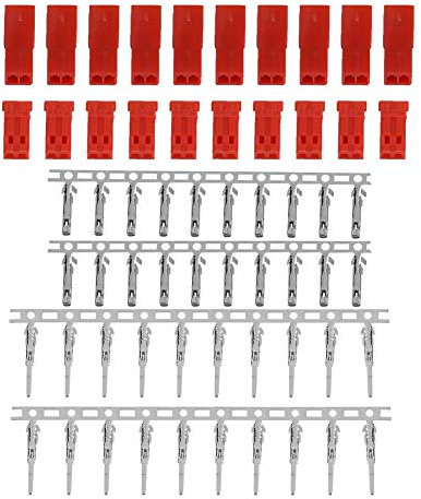 10 Paare JST-Steckverbinder, Buchsen- und Steckerstecker Rot Gehäuse und Stecker Pin-Set RC-Zubehör(10 Paare)
