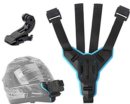TELESIN Motorrad Helmhalterung Gebogene Vordere Kinnhalterung mit J-Hook für GoPro Hero 2018/7/6/5/4/3, Session, SJCAM, Xiaomi YI, AKASO, Campark, Apeman, Crosstour, Victure Kamera Zubehör Helm