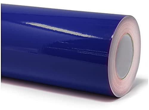 Finest Folia (7€/m² Plotterfolie Möbelfolie glänzend Glanz Klebefolie Küchenfolie selbstklebende PVC Folie 63cm Medienbreite (050 Dunkelblau, 5 Meter)