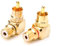 2X Brass Gold Plated Right Angle Male to Female 90 Degree RCA Adapter Connector