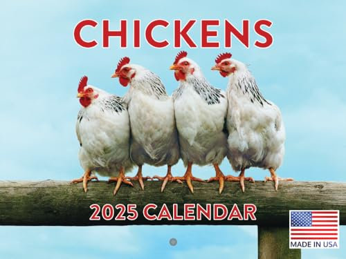 Wandkalender 2021, Motiv: Hühner, Bauernhoftiere, 12 Monate, monatlich, volle Farbe, dickes Papier, gefaltet, fertig zum Aufhängen, 45,7 x 30,5 cm