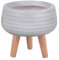 IDEALIST 8 Inch Plaited White Reinforced Stone Bowl Planter | Bonsai Pot on Legs | Indoor Plant Pot D20 H23 cm, 4 litres