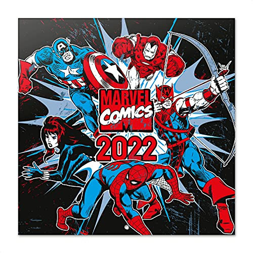 Grupo Erik Marvel Comics Kalender 2022 Wandkalender 2022 Groß für 12 Monate mit Geschenk Poster