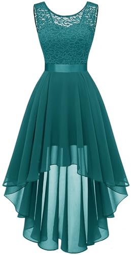 Berylove Vokuhila, Abito da Cocktail da Donna, Elegante, per Matrimoni, Feste, Senza Maniche, per Damigella d'Onore BLP7035 Peacock Green M