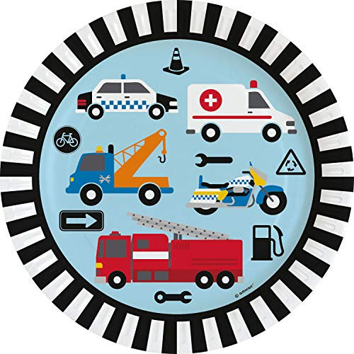 amscan 9906579-66 - On the Road Party Pappteller - 8 Stück, Blau