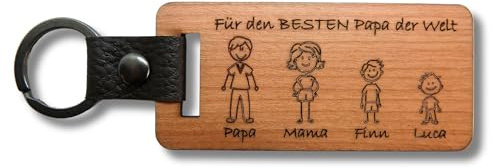 Porte clés famille personnalisé en bois, cadeau noël, anniversaire, fête des pères des mères, des grands parents