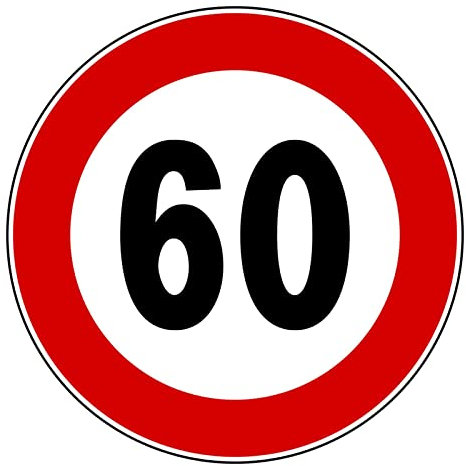 CARTELLO IN LAMIERA SCATOLATA DISCO diametro 60 cm - limite massimo di velocità 60km/h - SEGNALE CATARIFRAGENTE CON CAVALLETTO (CARTELLO)