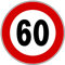 CARTELLO IN LAMIERA SCATOLATA DISCO diametro 60 cm - limite massimo di velocità 60km/h - SEGNALE CATARIFRAGENTE CON CAVALLETTO (CARTELLO)