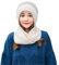 Vpoofree Mütze Damen Winter Strickmütze Kapuzenschal Warme Mütze und Schal Wintermütze mit Pompon Strick Beanie Damen Winterset Bommelmütze für Fraue Mädchen(Beige Dame Set Mütze+ Schal)