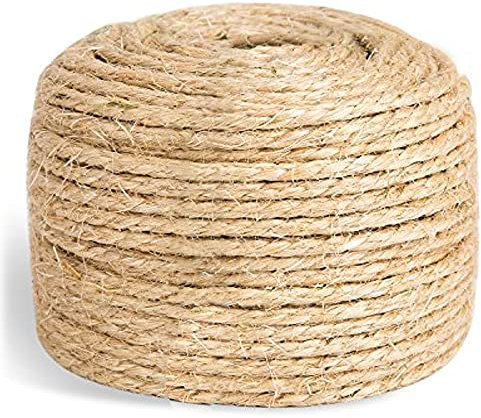 SGAVAHSG Sisal Rope for Cat Scratcher Cat Tree Repairing 164 FT, 6mm (1/4 inch) Diameter Natural Sisal Rope for Scratching Post Tower Replacement or Recovering, DIY Cat Scratcher