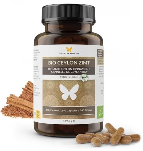 240 BIO Ceylon Zimt Kapseln für 4 Monate, hochdosiert, in Deutschland hergestellt, zertifizierte Bio-Qualität, 100% natürlich, hochwertiger Ceylon-Zimt aus Sri Lanka, vegan (240 Tabletten)