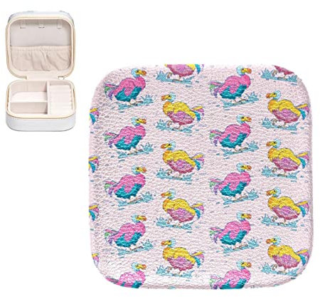 RODAILYCAY Tragbare Schmuck-Aufbewahrungsbox, niedliches Dodo-Ziffernmuster, Mini-Schmuckkästchen für Ringe, Armreifen, Halsketten, Ohrringe