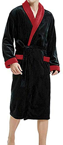 Vestaglia da uomo in pile con cappuccio da uomo leggera vestaglia classica lunga kimono camicia da notte con cappuccio accappatoio morbido cotone Terry accappat