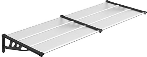 vidaXL Türüberdachung Terrassentür Fenster Veranda Markise Regenschutz Outdoor Hintertür Vordach Markise Wetterschutzdach Schwarz und Transparent 239x90 cm Polycarbonat