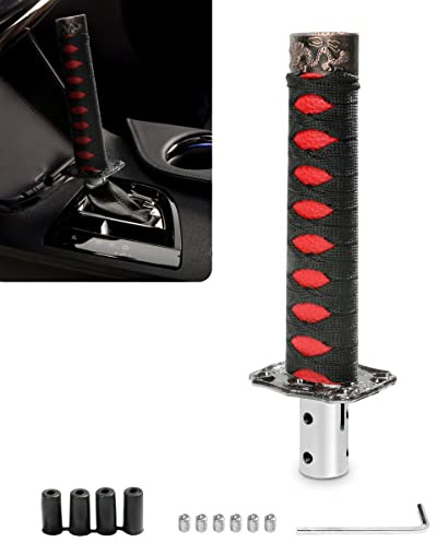 SUJADE YAKEFLY - Palanca de cambios universal Katana, palanca de cambios con espada, palanca de cambios Katana Samurai con 4 adaptadores, palanca de cambios Katana Samural (negro y rojo)