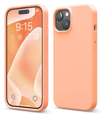 elago Flüssig Silikon Case Kompatibel mit iPhone 15 Hülle, Premium Silikon Handyhülle, Ganzkörper Schutzhülle [4 Lagige Stoßfeste Struktur], Kratzfestes Weiches Mikrofaserfutter (Koralle)