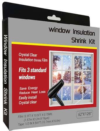 FonsBleaudy Isolierfolie Fenster-Kit zum Abhalten von Kälte aus Fenster Schrumpffolie Isolator Kit (3 Fenster)