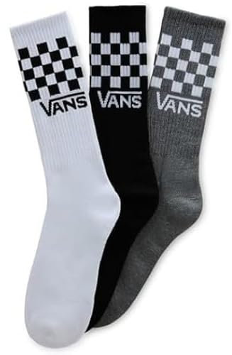Vans Off The Wall Classic Crew - Confezione da 3 paia di calzini a quadri, taglia 38, colore: Nero, Nero , Taglia unica