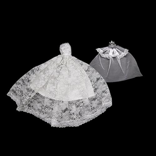 Alnicov Puppen-Hochzeitskleid, Kleid, Stickerei, Prinzessinnen-Kleidung, Abend-Party-Outfit-Set mit Schleier für 29,2 cm große Puppen